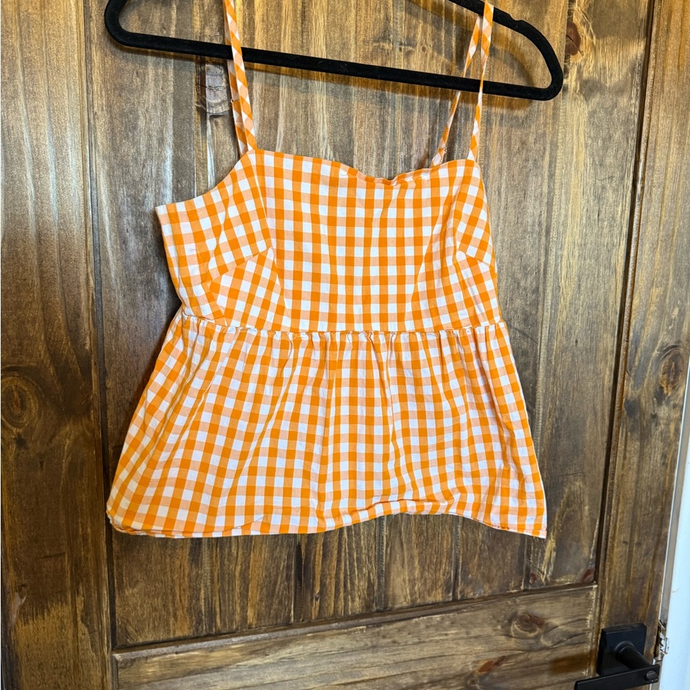 J.Crew Orange Checkered Tank